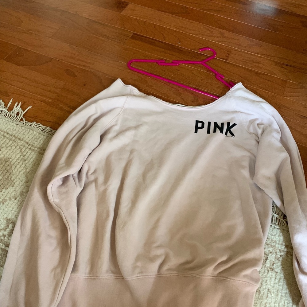 Pink off the shoulder pink shirt